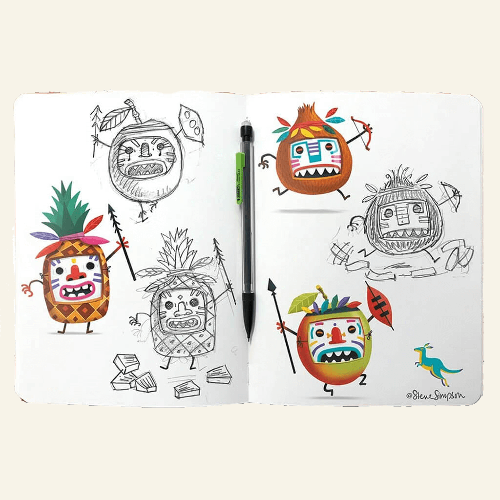 Wallaroo Characters hand illustrated